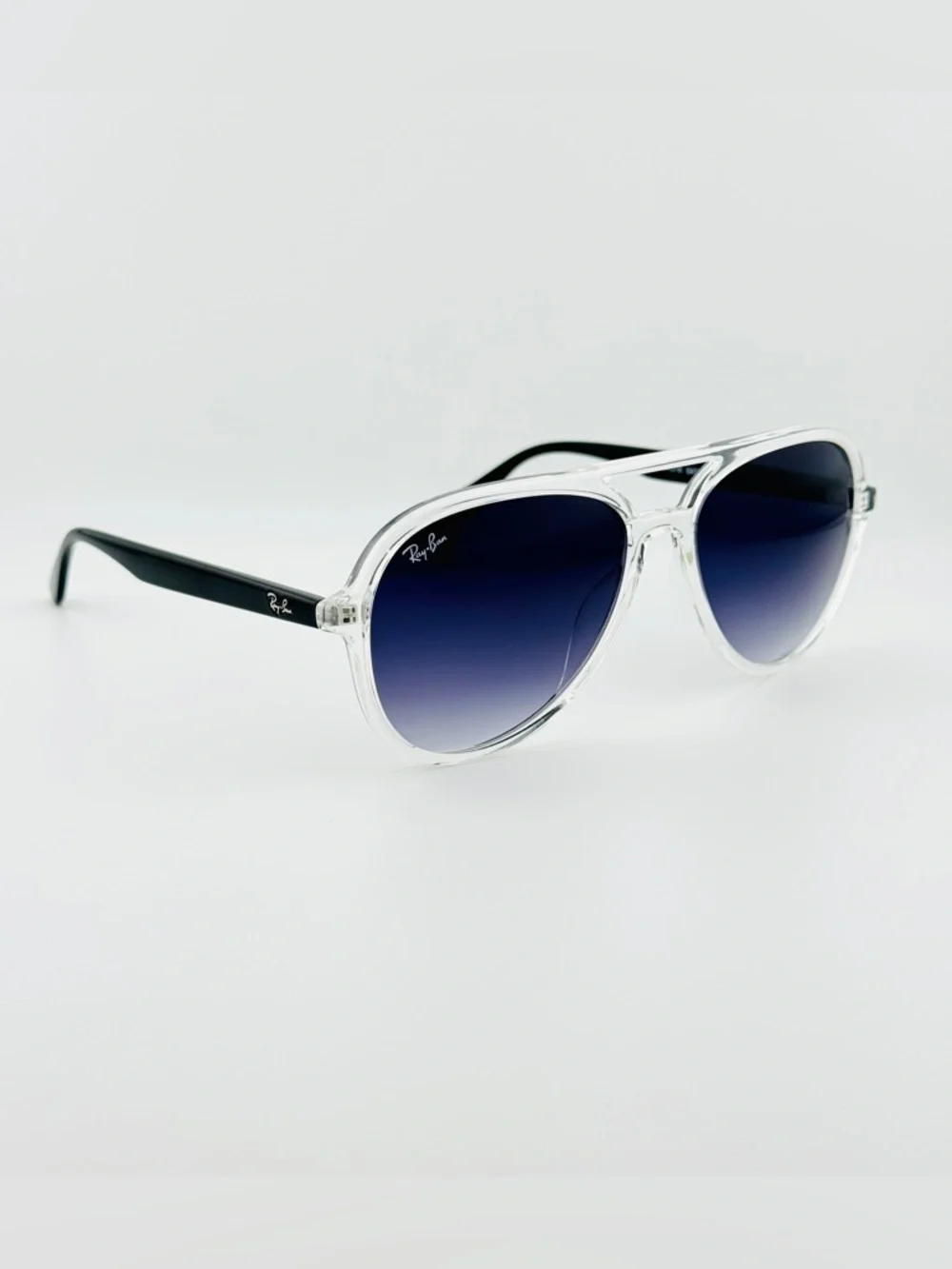 Ray-Ban Aviator Sunglasses RB4376 Transparent Frame with Gradient Dark Gray Lens - Picture 6 of 16